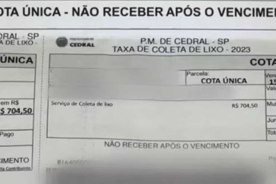 Taxa da coleta de lixo tem aumento de quase 60% em Cedral