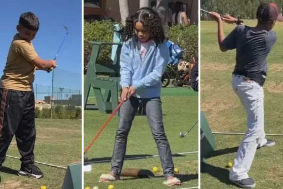 Crianças de projeto social conhecem golfe durante torneio com elite do esporte em Rio Preto