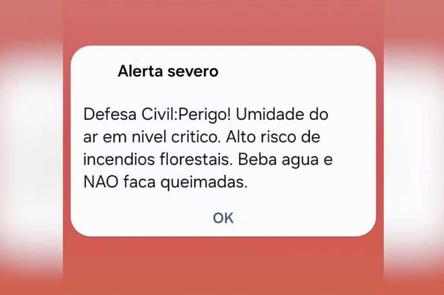 Defesa Civil emite alerta sonoro devido à nível crítico da umidade do ar no interior de SP