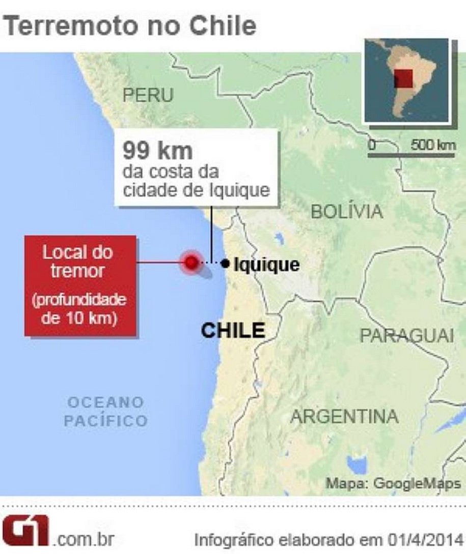 Chile registra tsunami após terremoto que matou cinco pessoas