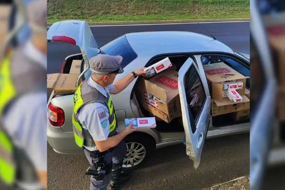 Polícia apreende 750 pacotes de cigarro contrabandeado em rodovia no interior de SP