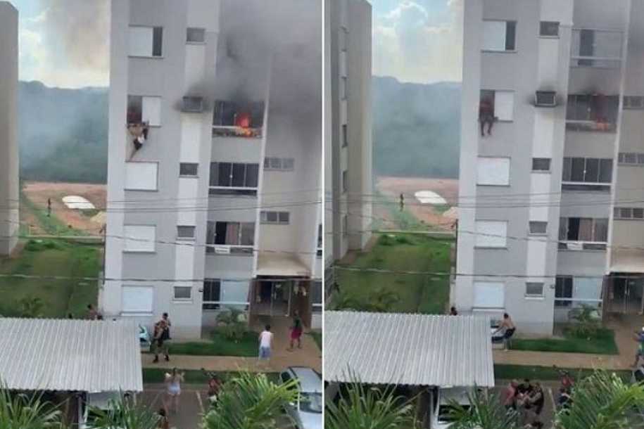 Avós pulam de 4º andar de prédio após neta atear fogo em sofá; veja vídeo