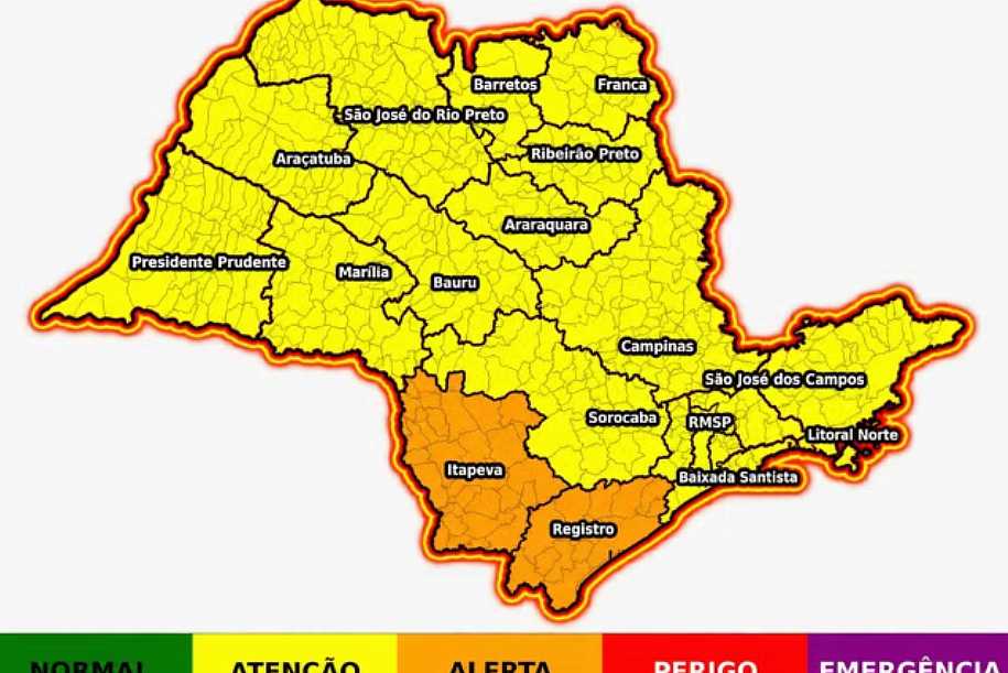 Defesa Civil alerta para risco de chuva e ventos fortes no interior de SP neste domingo