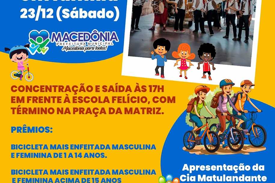 Passeio Ciclístico em Família em Macedônia com apresentação teatral