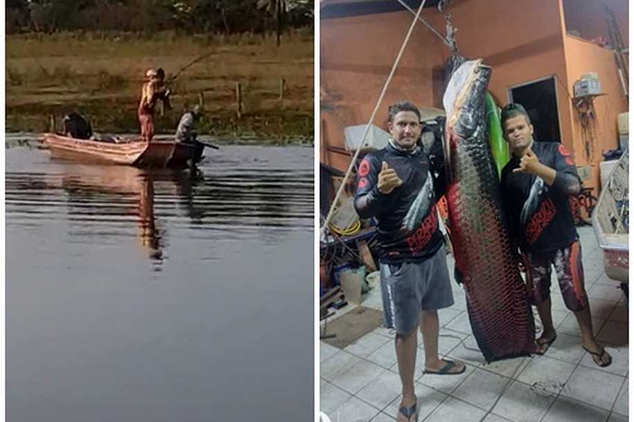 Jovem fisga pirarucu de mais de 115 quilos em rio do interior de SP: ´Não foi fácil tirar da água´