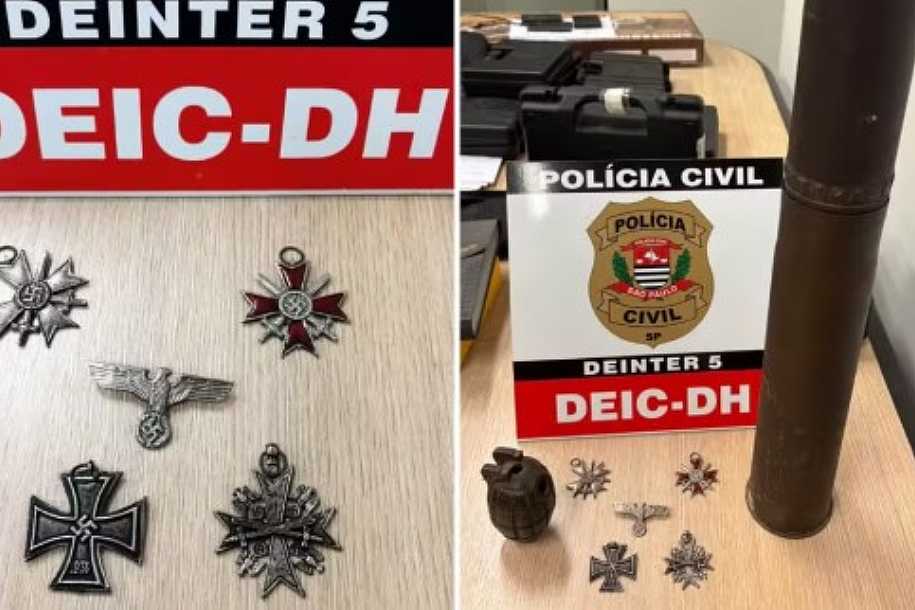 Operação contra comércio ilegal de armas apreende fuzis, granada e símbolos nazistas no noroeste de SP