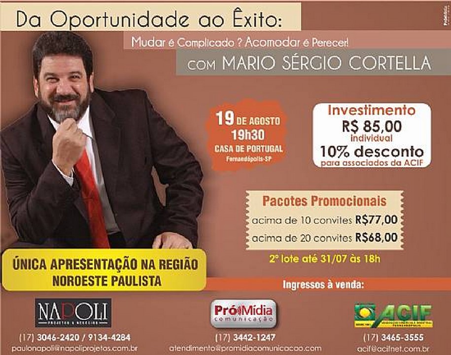 Fernandópolis receberá Mario Sérgio Cortella