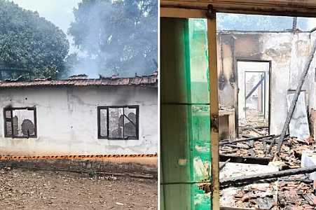 Raio atinge casa, provoca incêndio e deixa casal de idosos desalojado em Magda