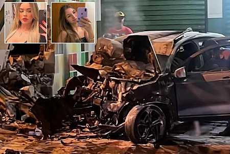 Câmera de segurança flagra batida de carro em muro; duas adolescentes morreram