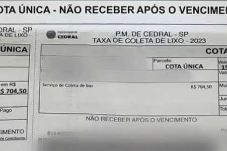 Taxa da coleta de lixo tem aumento de quase 60% em Cedral