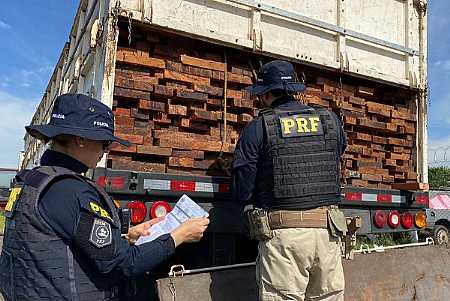 Operação da Polícia Rodoviária Federal apreende carga com madeira irregular avaliada em R$ 100 mil