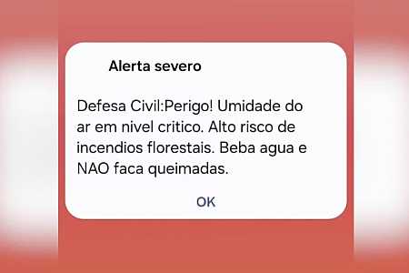 Defesa Civil emite alerta sonoro devido à nível crítico da umidade do ar no interior de SP