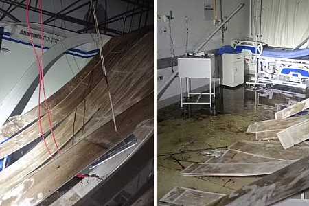 Vazamento de água derruba forro do teto da enfermaria feminina na Santa Casa em Birigui