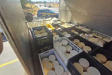 Polícia Rodoviária apreende carga com quase uma tonelada de falso queijo da canastra em rodovia de Rio Preto