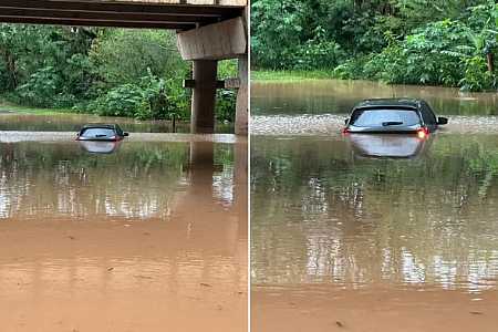 Chuva causa alagamento, erosão e queda de parte de ponte no interior de SP