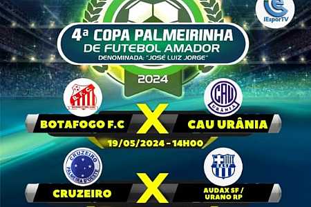 É neste domingo, 19 de Maio, mais uma rodada da 4º Copa Palmeirinha de Futebol Amador em Palmeira d´Oeste