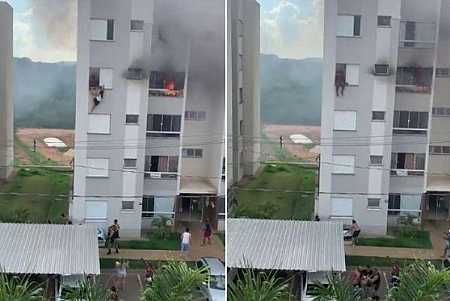 Avós pulam de 4º andar de prédio após neta atear fogo em sofá; veja vídeo