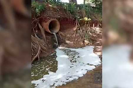 Cetesb investiga descarte irregular de esgoto em córrego após moradores relatarem mau cheiro em Guapiaçu