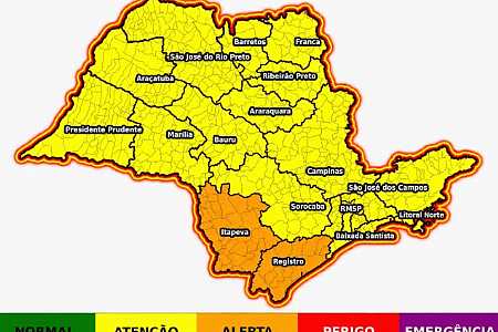 Defesa Civil alerta para risco de chuva e ventos fortes no interior de SP neste domingo