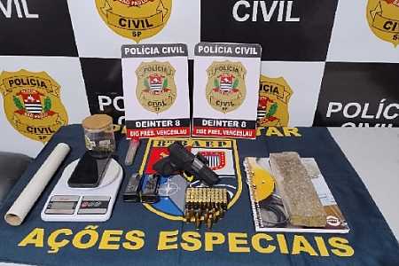 Operação policial em Presidente Venceslau prende traficante e apreende arma com numeração raspada