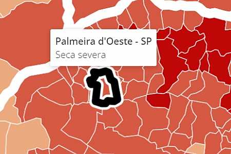 Palmeira d’Oeste está entre as mil cidades em situação de seca extrema ou severa