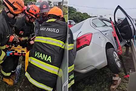Grávida de 8 meses perde controle da direção e capota carro na rodovia Marechal Rondon