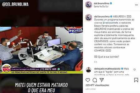 Jornalista causa revolta ao falar sobre cães que entram em fazenda: ´Trituro na bala´