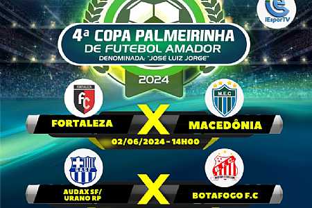 É neste domingo, 2 de Julho, mais uma rodada da 4º Copa Palmeirinha de Futebol Amador em Palmeira d´Oeste