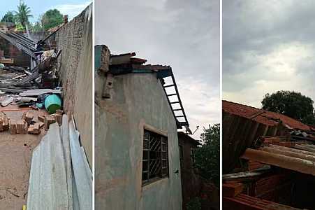 Chuva com vento destelha casas, deixa 10 desalojados e derruba árvores em Palmeira d’Oeste
