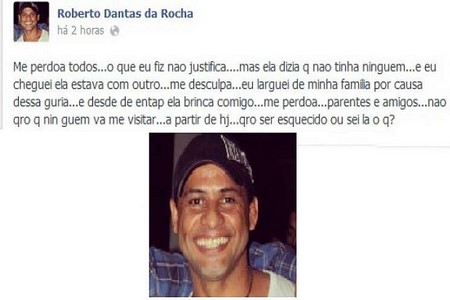 HOMEM ESFAQUEIA NAMORADA E PUBLICA TEXTO PEDINDO DESCULPAS NO FACEBOOK